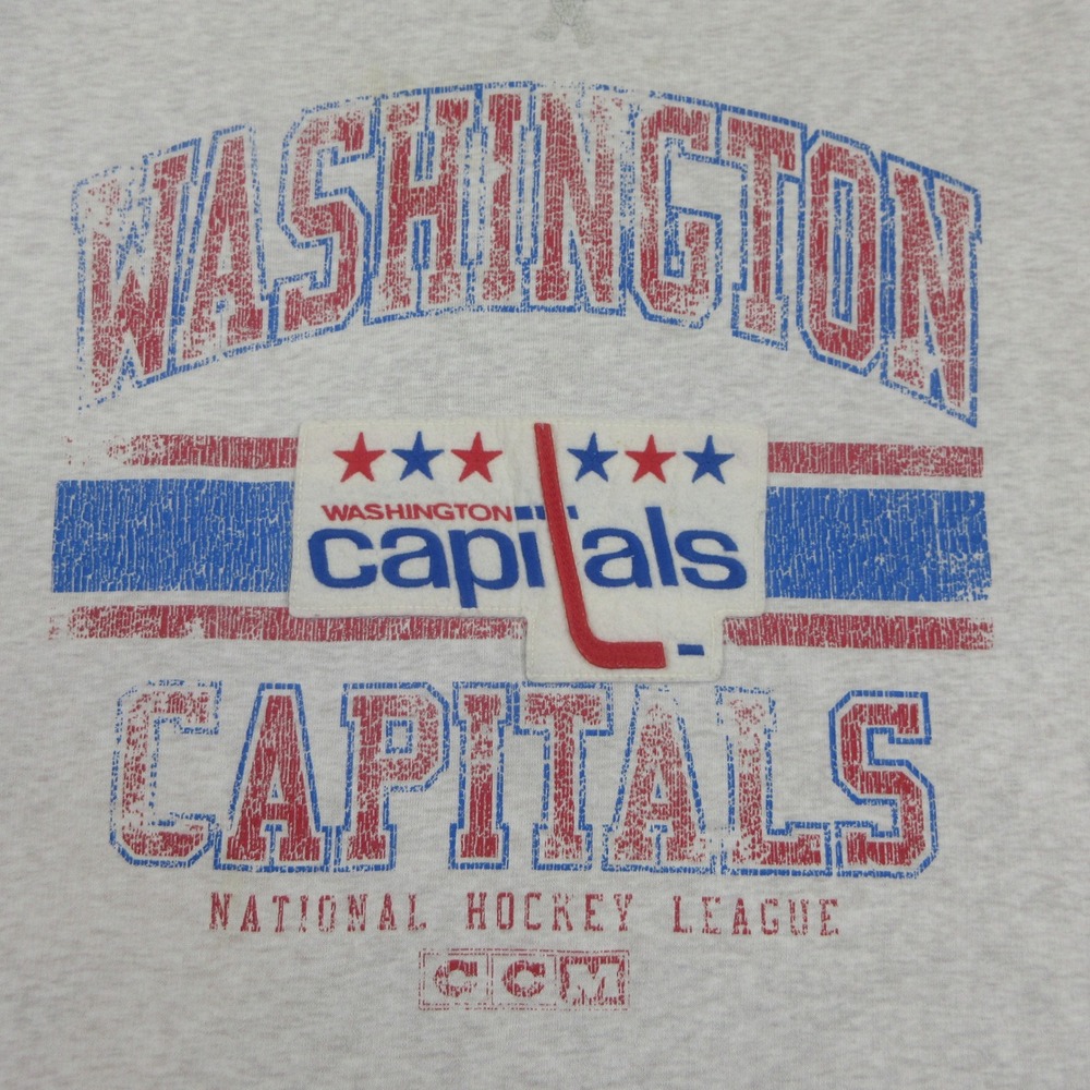 CCM NHL Washington Capitals Sweatshirt Mens XL Gray Distressed Pullover Crewneck - Picture 2 of 13